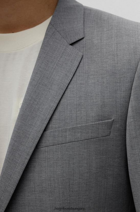 Hugo Boss szürke vékony szabású öltöny gyapjúkeverékkel hugo 80P62877 szürke