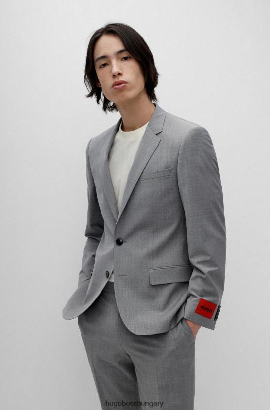 Hugo Boss szürke vékony szabású öltöny gyapjúkeverékkel hugo 80P62877 szürke