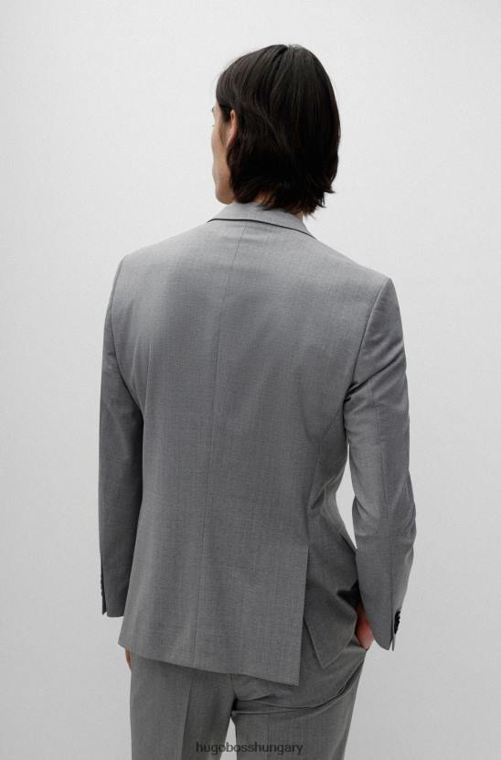 Hugo Boss szürke vékony szabású öltöny gyapjúkeverékkel hugo 80P62877 szürke