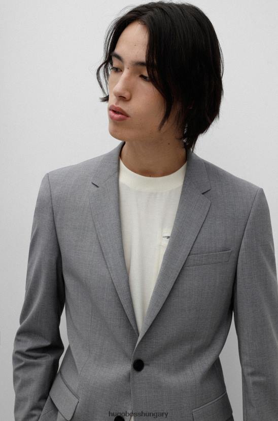 Hugo Boss szürke vékony szabású öltöny gyapjúkeverékkel hugo 80P62877 szürke