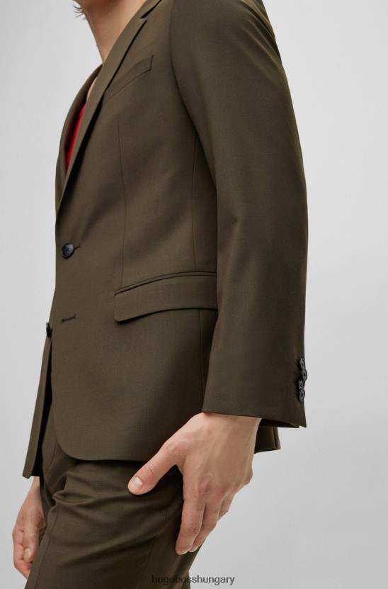 Hugo Boss vékony szabású öltöny gyapjúkeverékből, sötétzöld hugo 80P62876 sötétzöld