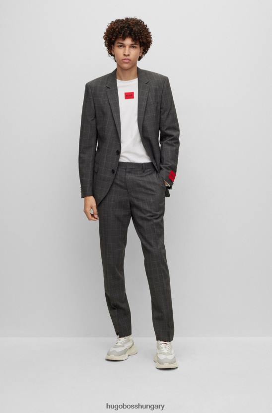 Hugo Boss vékony szabású öltöny kockás teljesítményű gyapjúkeverékes szürke hugo-ban 80P64140 szürke