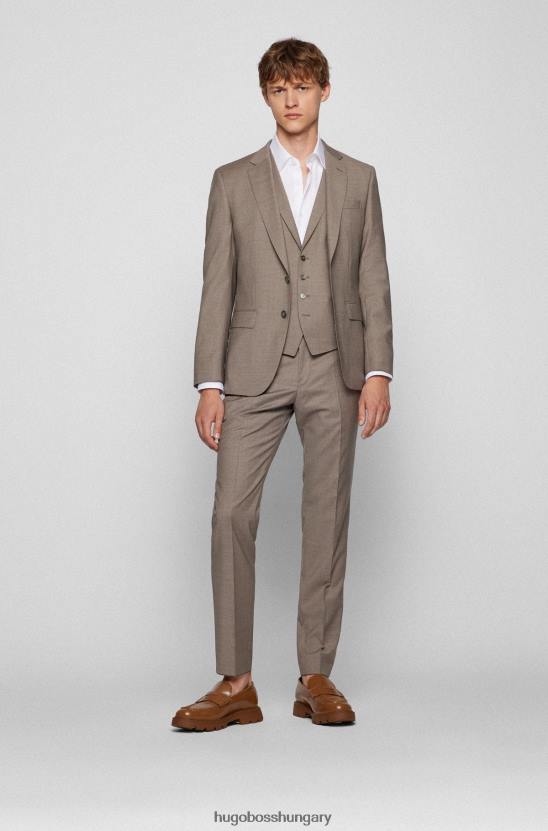 Hugo Boss világos bézs hugo háromrészes slim-fit szűz gyapjú öltöny 80P62287 világos bézs