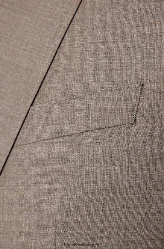 Hugo Boss világos bézs hugo háromrészes slim-fit szűz gyapjú öltöny 80P62287 világos bézs