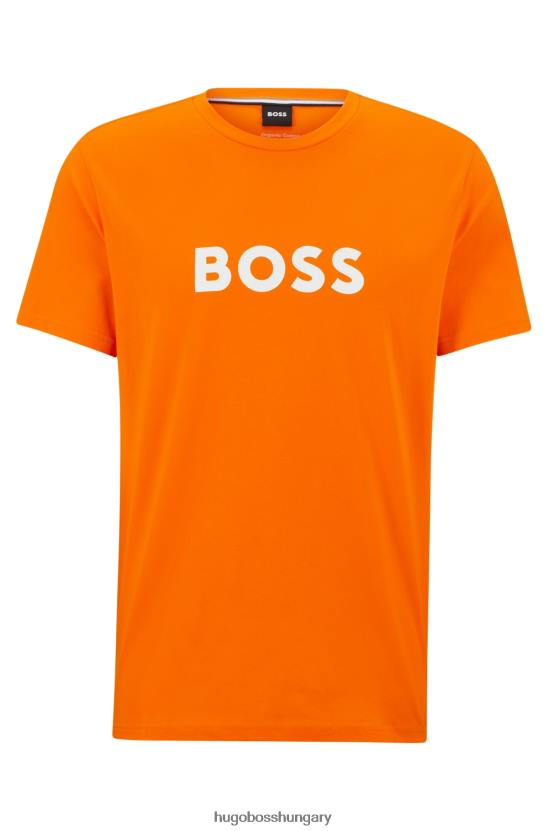 Hugo Boss biopamut laza szabású póló kontrasztos logóval hugo orange 80P63882 narancs