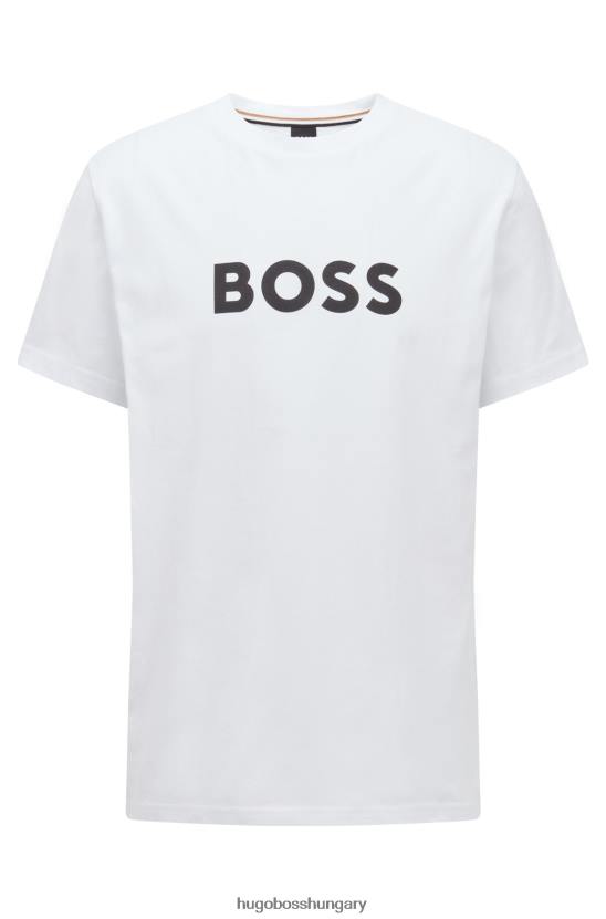 Hugo Boss fehér laza szabású upf 50+ pamut póló hugo logóval 80P61308 fehér