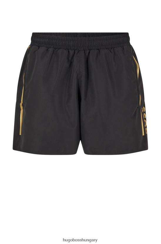 Hugo Boss fekete hugo újrahasznosított anyagú fürdőnadrág csíkos logóval 80P63258 fekete