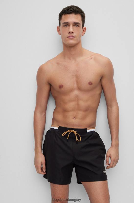 Hugo Boss fekete hugo ripstop anyagú úszónadrág kontraszt logóval 80P62606 fekete