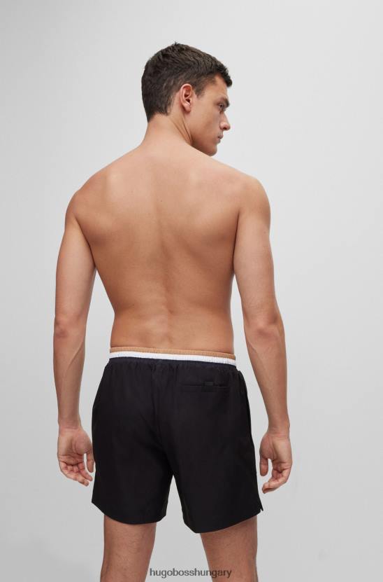 Hugo Boss fekete hugo ripstop anyagú úszónadrág kontraszt logóval 80P62606 fekete
