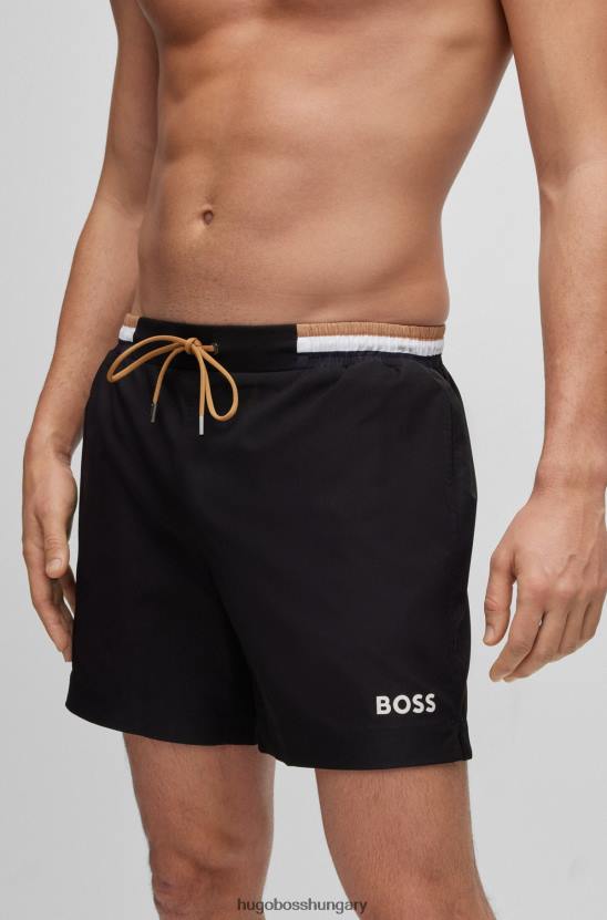 Hugo Boss fekete hugo ripstop anyagú úszónadrág kontraszt logóval 80P62606 fekete