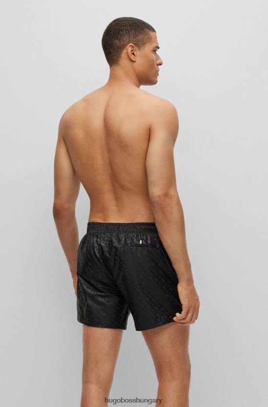 Hugo Boss hugo gyorsan száradó monogrammintás úszónadrág fekete újrahasznosított anyagból 80P62654 fekete