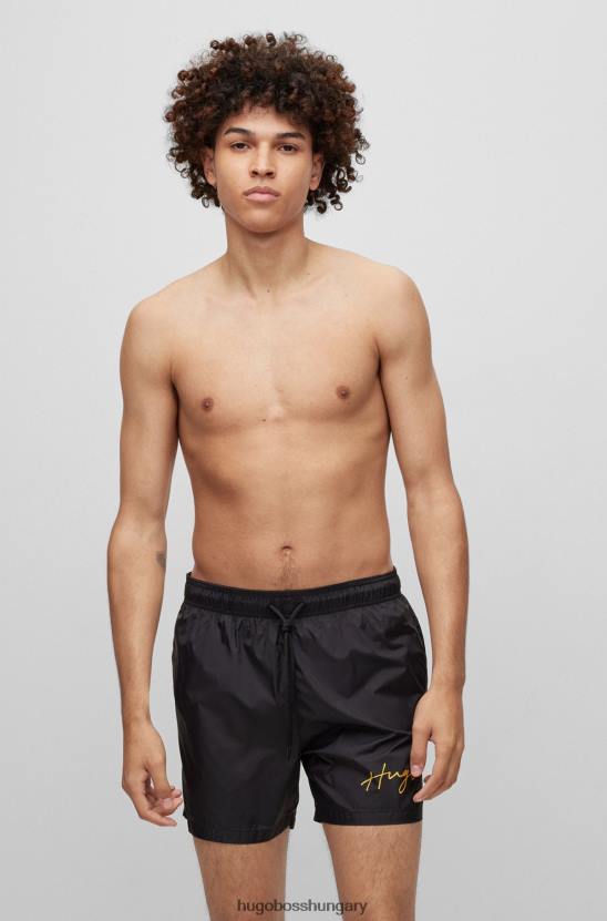 Hugo Boss hugo újrahasznosított anyagú úszónadrág fekete kézzel írt logóval 80P63962 fekete