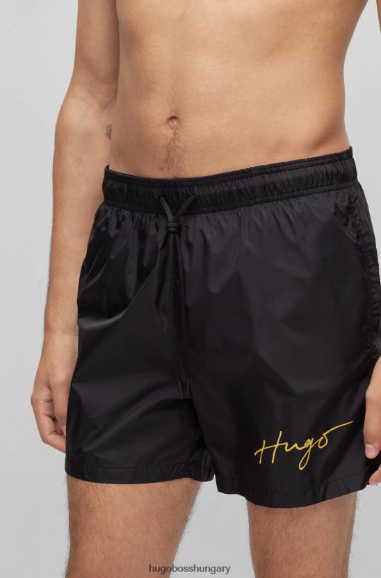 Hugo Boss hugo újrahasznosított anyagú úszónadrág fekete kézzel írt logóval 80P63962 fekete