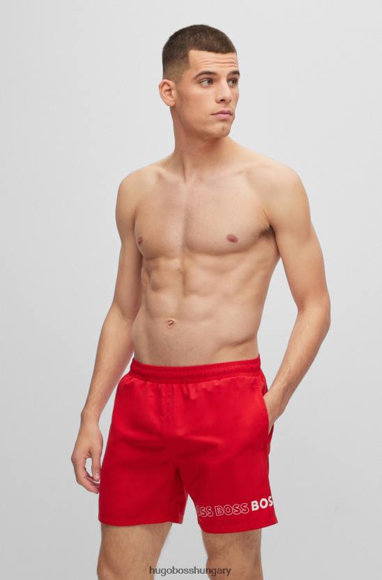 Hugo Boss hugo újrahasznosított anyagú úszónadrág piros ismétlődő logóval 80P64576 piros