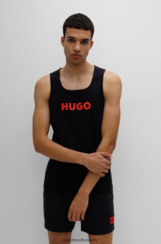 Hugo Boss hugo pamutdzsörzé felső, kontrasztos fekete logóval 80P64263 fekete