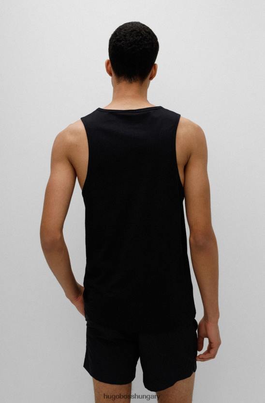 Hugo Boss hugo pamutdzsörzé felső, kontrasztos fekete logóval 80P64263 fekete