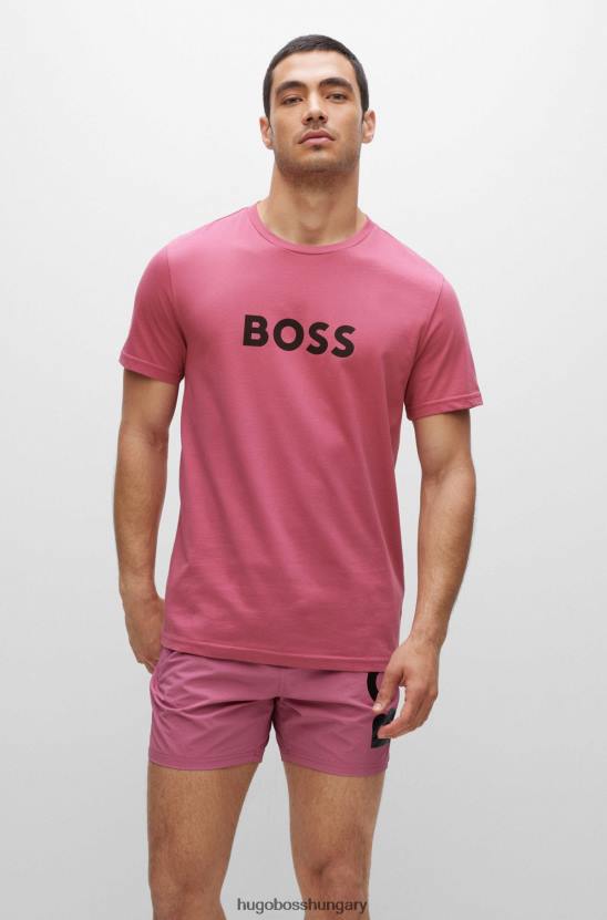 Hugo Boss hugo relaxed-fit upf 50+ pamut póló világos rózsaszín logóval 80P61300 világos rózsaszín