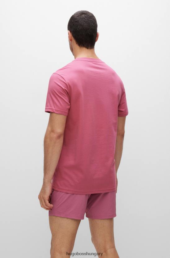 Hugo Boss hugo relaxed-fit upf 50+ pamut póló világos rózsaszín logóval 80P61300 világos rózsaszín