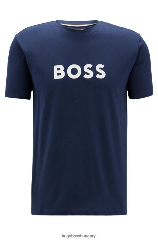 Hugo Boss hugo sötétkék, laza szabású upf 50+ póló logóval 80P61305 sötétkék