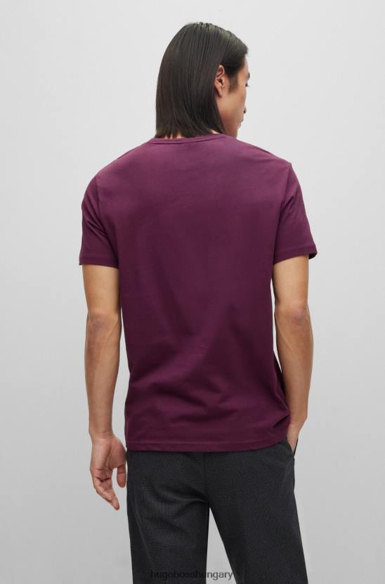 Hugo Boss hugo sötétlila biopamut laza szabású póló kontrasztos logóval 80P63884 sötét lila