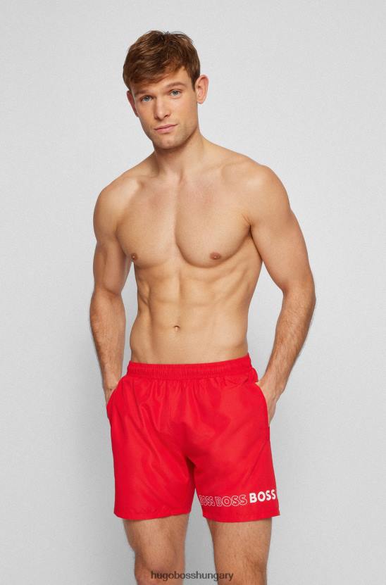 Hugo Boss hugo világospiros, újrahasznosított anyagú úszónadrág ismétlődő logóval 80P64575 halványpiros