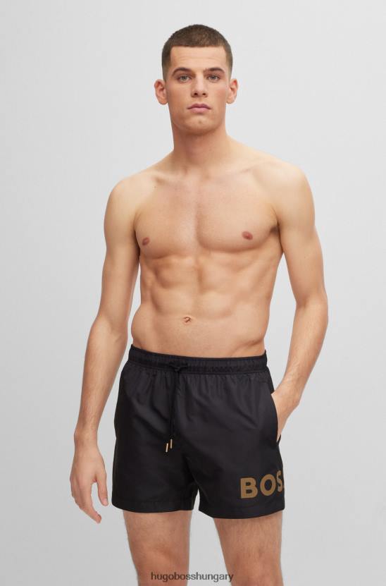 Hugo Boss Újrahasznosított anyagú úszónadrág kontrasztos logóval, fekete hugo 80P61117 fekete