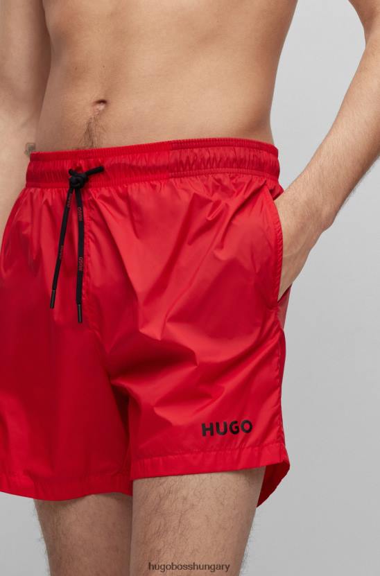 Hugo Boss Újrahasznosított anyagból készült, gyorsan száradó úszónadrág hugo piros logóval 80P62708 piros