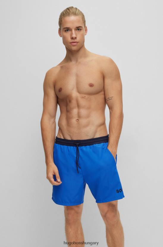Hugo Boss kontraszt-logós fürdőnadrág újrahasznosított anyagból, hugo kék színben 80P61077 kék