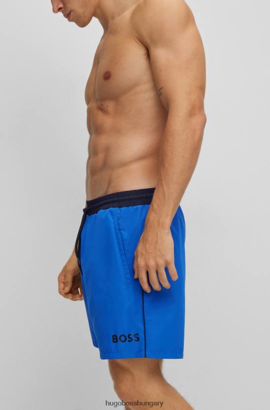 Hugo Boss kontraszt-logós fürdőnadrág újrahasznosított anyagból, hugo kék színben 80P61077 kék