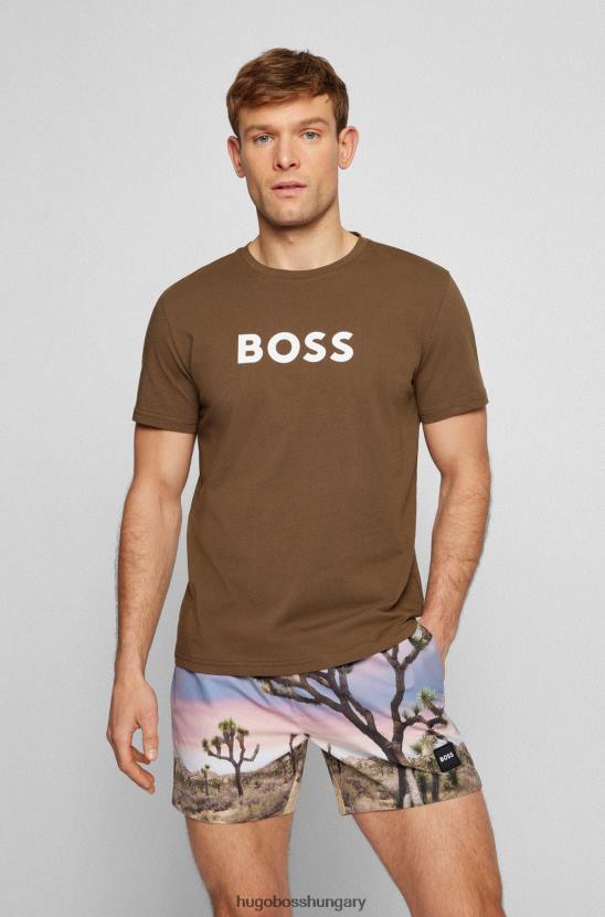 Hugo Boss laza szabású upf 50+ pamut póló sötétzöld hugo logóval 80P61307 sötétzöld