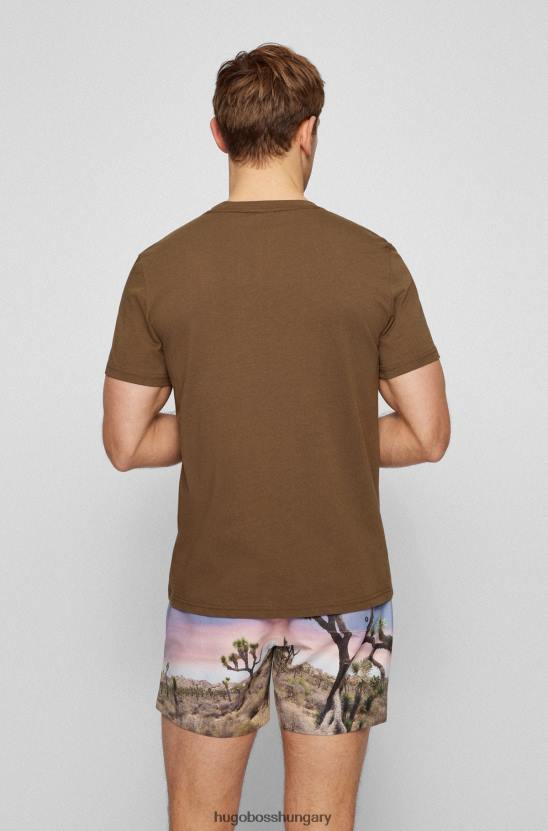 Hugo Boss laza szabású upf 50+ pamut póló sötétzöld hugo logóval 80P61307 sötétzöld