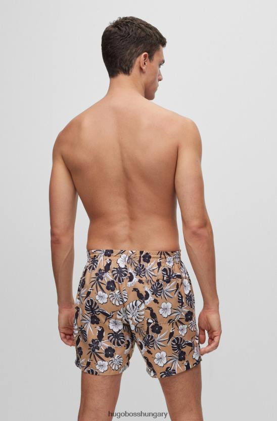 Hugo Boss virágmintás fürdőnadrág hugo bézs logóval 80P63445 bézs