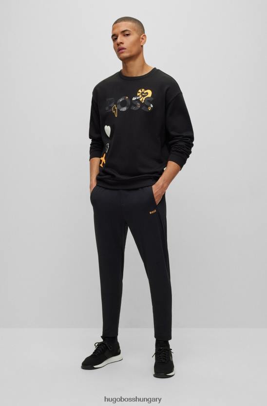 Hugo Boss Aktív-sztreccs tréningnadrág fekete hugo fényes hatásokkal 80P62303 fekete