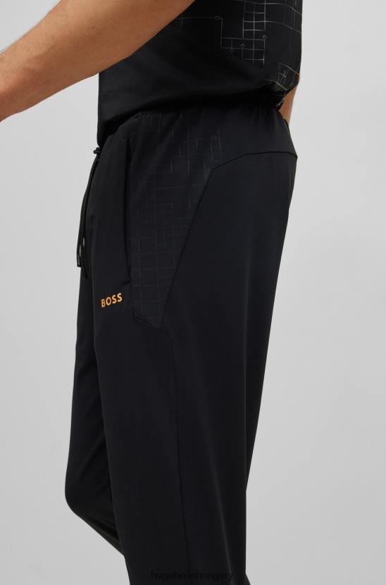 Hugo Boss Aktív-sztreccs tréningnadrág fekete hugo fényes hatásokkal 80P62303 fekete