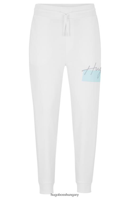 Hugo Boss Mandzsettás tréningruha, francia frottír fehér hugo kézzel írt logóval 80P64428 fehér