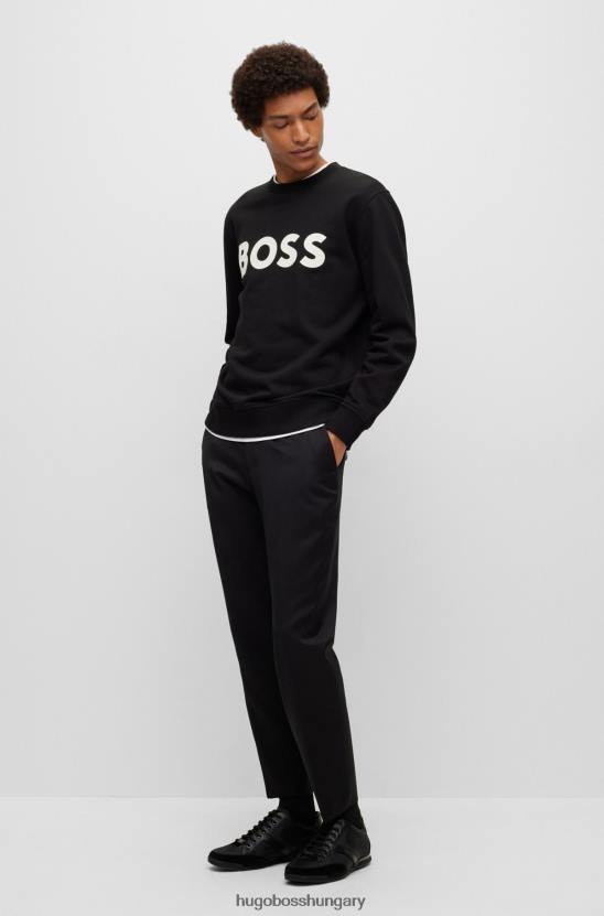 Hugo Boss biopamut pulóver bolyhmintás logóval hugo black 80P63194 fekete