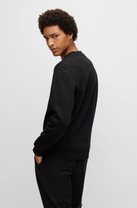 Hugo Boss biopamut pulóver bolyhmintás logóval hugo black 80P63194 fekete