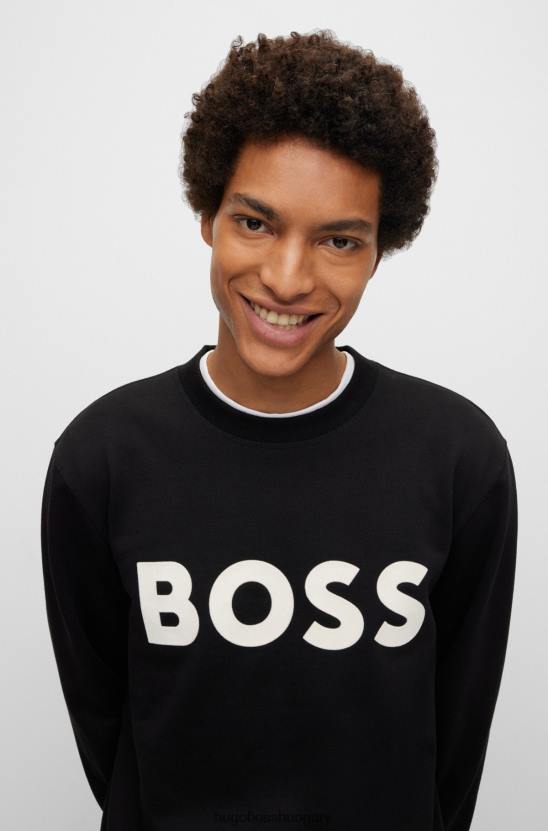 Hugo Boss biopamut pulóver bolyhmintás logóval hugo black 80P63194 fekete