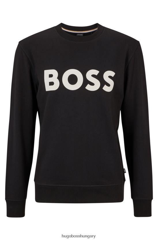 Hugo Boss biopamut pulóver bolyhmintás logóval hugo black 80P63194 fekete