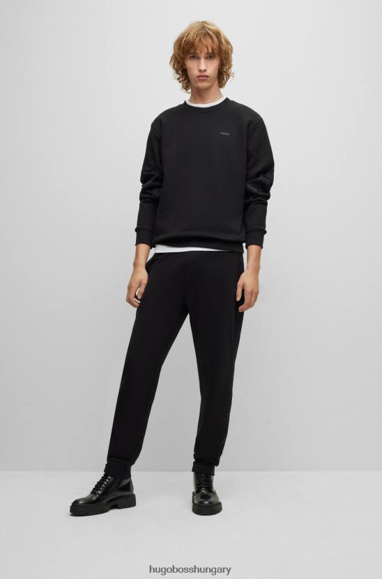 Hugo Boss biopamut pulóver logós szalaggal hugo fekete 80P61760 fekete