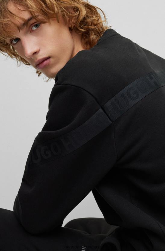 Hugo Boss biopamut pulóver logós szalaggal hugo fekete 80P61760 fekete