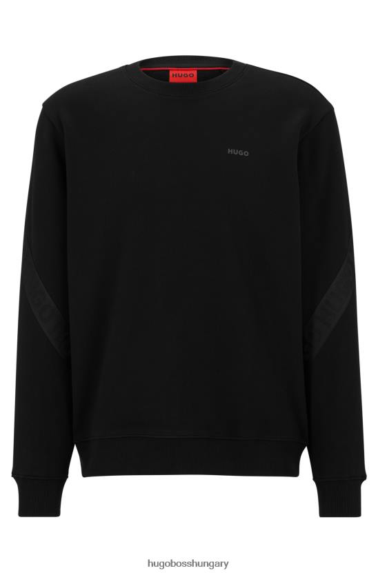 Hugo Boss biopamut pulóver logós szalaggal hugo fekete 80P61760 fekete
