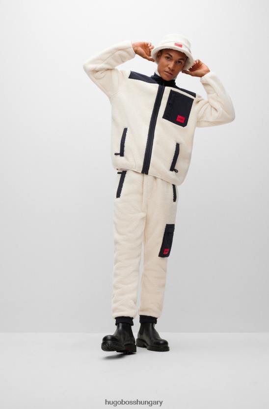 Hugo Boss fehér hugo laza szabású tréningnadrág teddy anyagból 80P63009 fehér