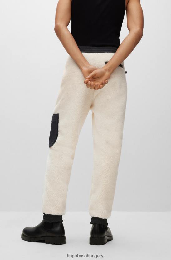 Hugo Boss fehér hugo laza szabású tréningnadrág teddy anyagból 80P63009 fehér