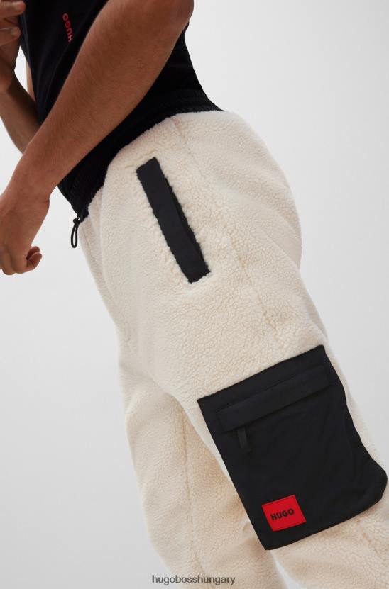 Hugo Boss fehér hugo laza szabású tréningnadrág teddy anyagból 80P63009 fehér