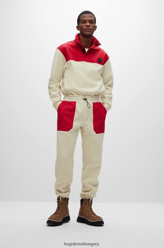 Hugo Boss fehér, laza szabású pulóver polár polárból, hugo logóval 80P63047 fehér