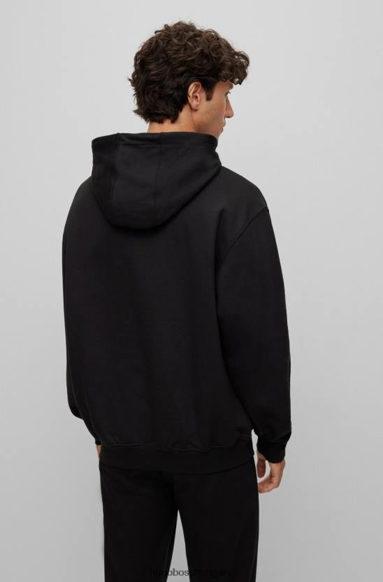 Hugo Boss fekete hugo biopamut kapucnis pulcsi union jack mintával 80P63622 fekete