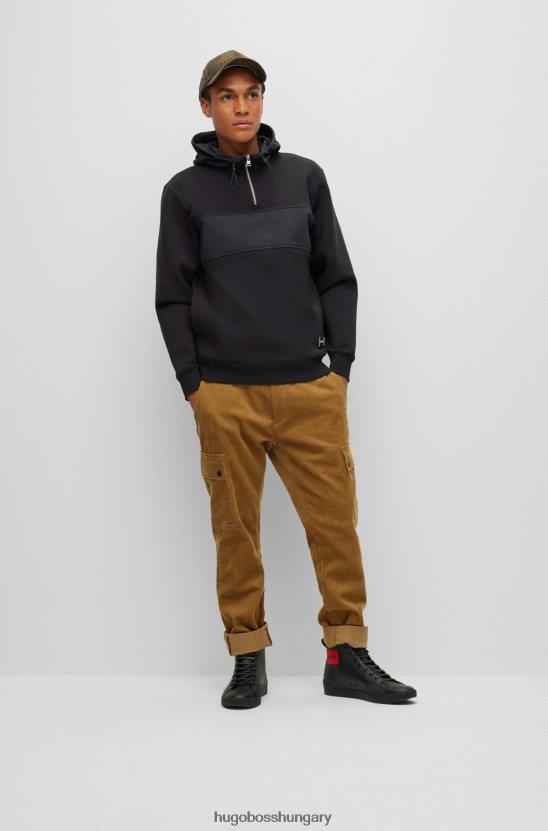 Hugo Boss fekete hugo laza szabású pamutkeverék pulóver logós kitűzővel 80P64052 fekete