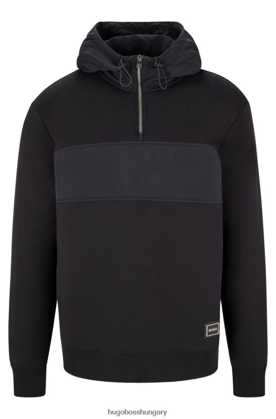 Hugo Boss fekete hugo laza szabású pamutkeverék pulóver logós kitűzővel 80P64052 fekete