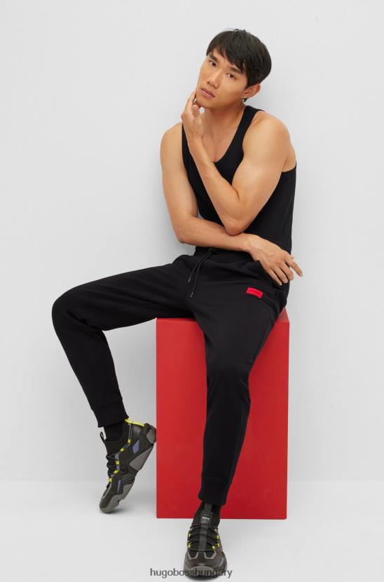 Hugo Boss fekete hugo pamut tréningnadrág piros logóval 80P62077 fekete